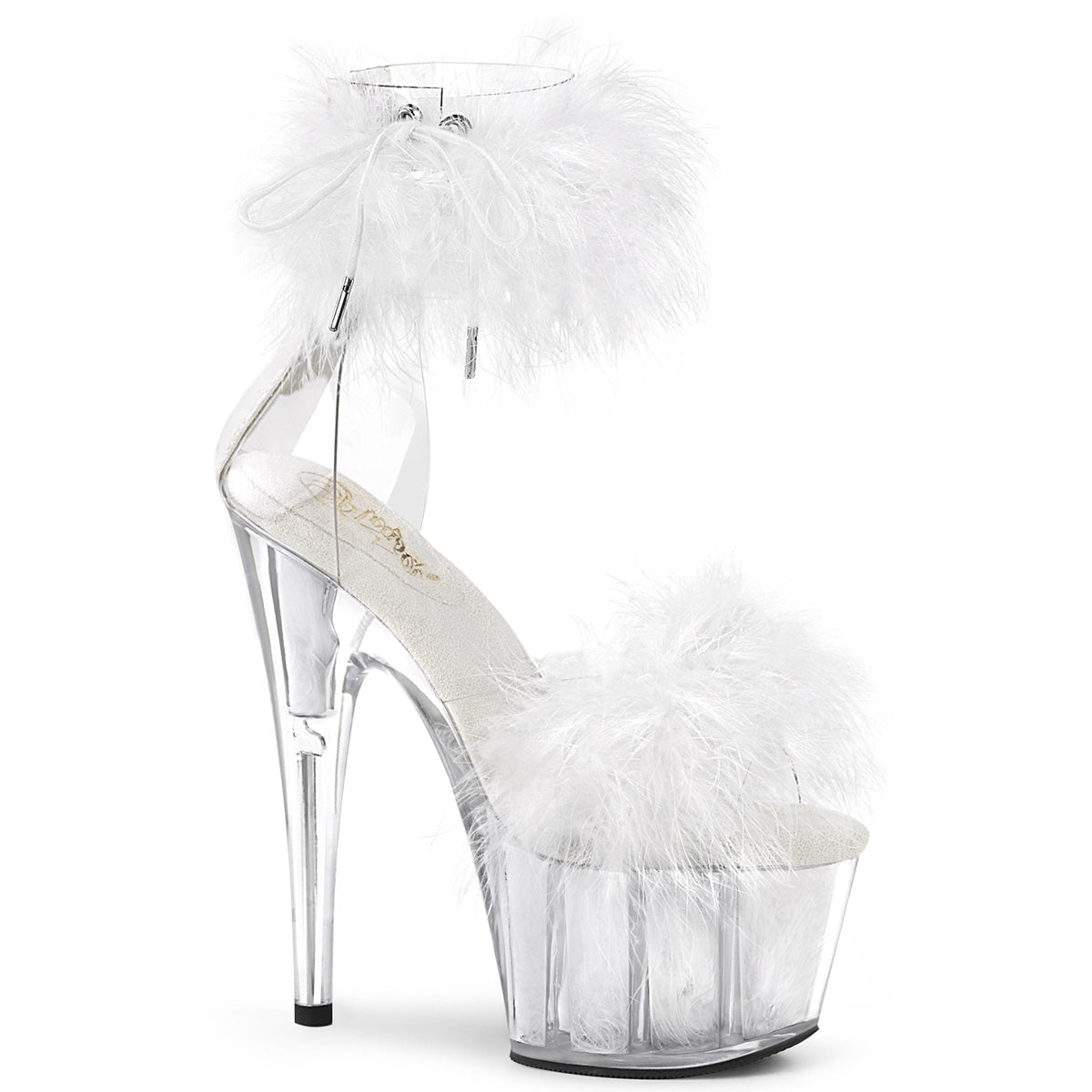 Pleaser Womens Sandals ADORE-724F Clr-Wht Fur/Wht Fur