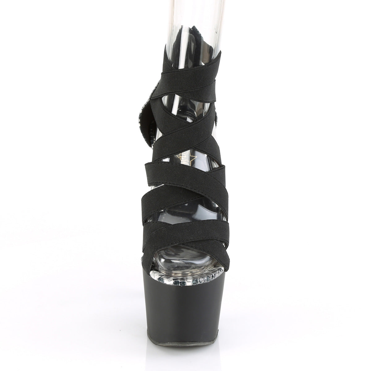 Pleaser Sandali da donna ADORE-748sp Blk Band Elastico-Snake Stampa Pat / Blk Matte