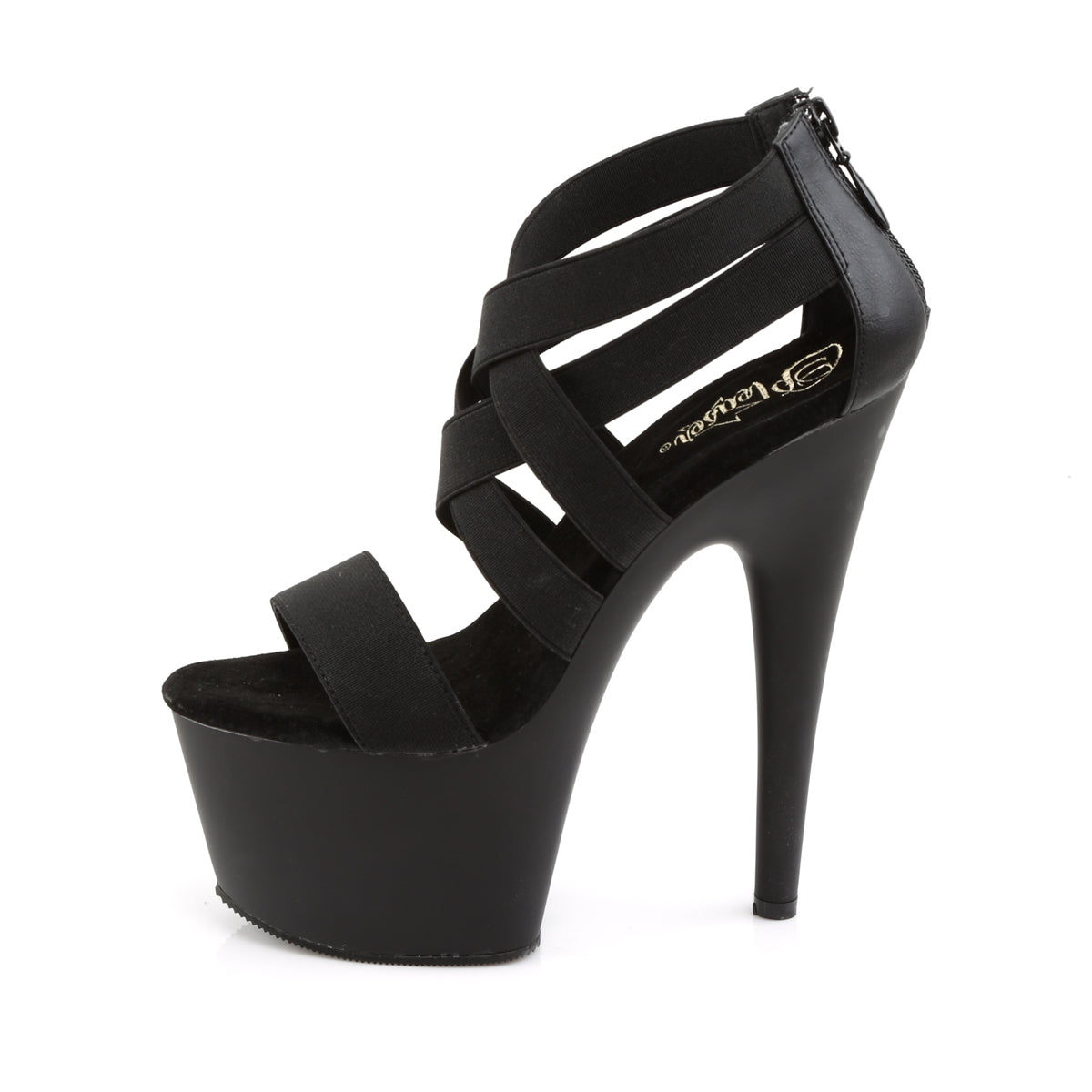 Pleaser Sandali da donna ADORE-769 BLK Elastic Band-Ecox Leather / Blk Matte