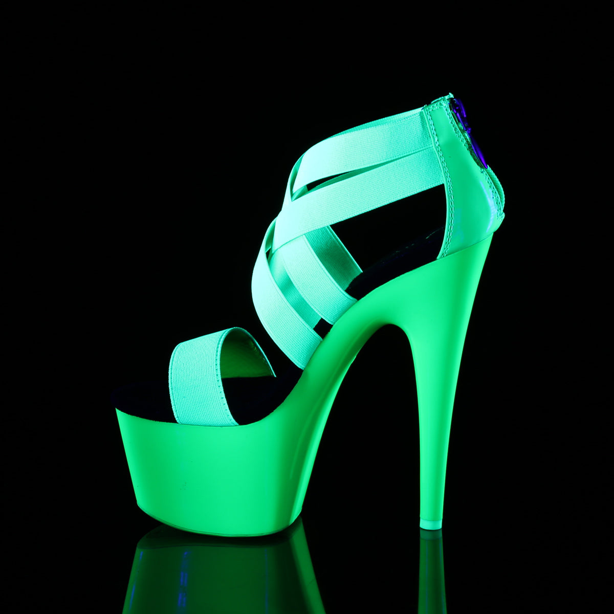 Pleaser Sandali da donna ADORE-769UV Neon Green Elastic Band-Bank-Brevetto / Neon Green
