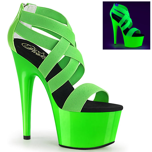 Pleaser Sandali da donna ADORE-769UV Neon Green Elastic Band-Bank-Brevetto / Neon Green