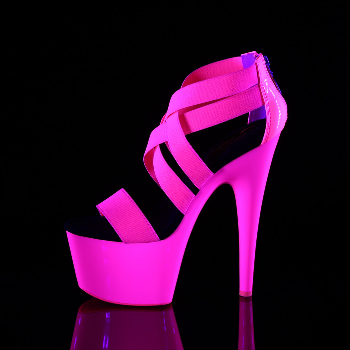Pleaser Sandali da donna ADORE-769UV Neon H. Pink Elastic Band-PAT / Neon H. rosa