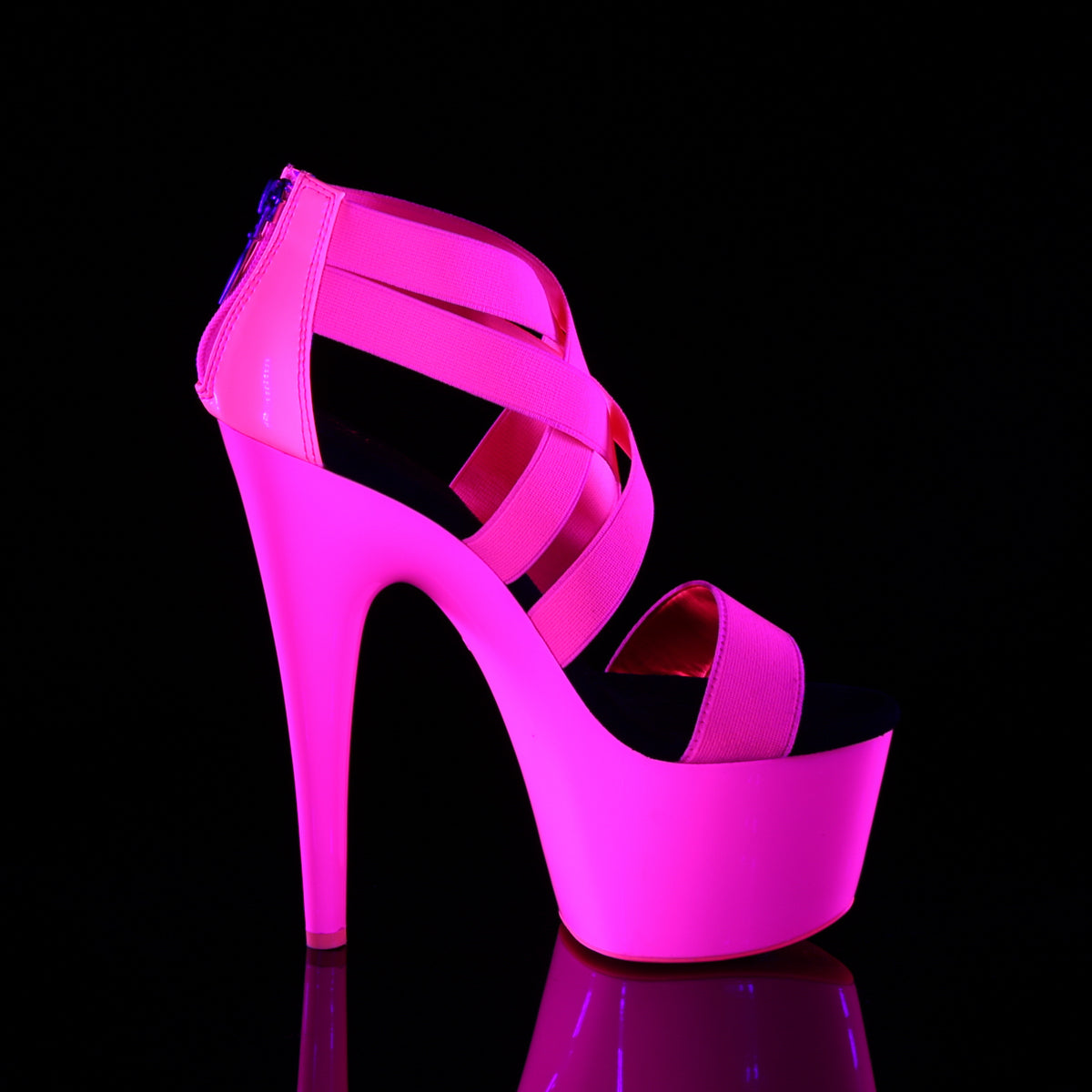 Pleaser Sandali da donna ADORE-769UV Neon H. Pink Elastic Band-PAT / Neon H. rosa