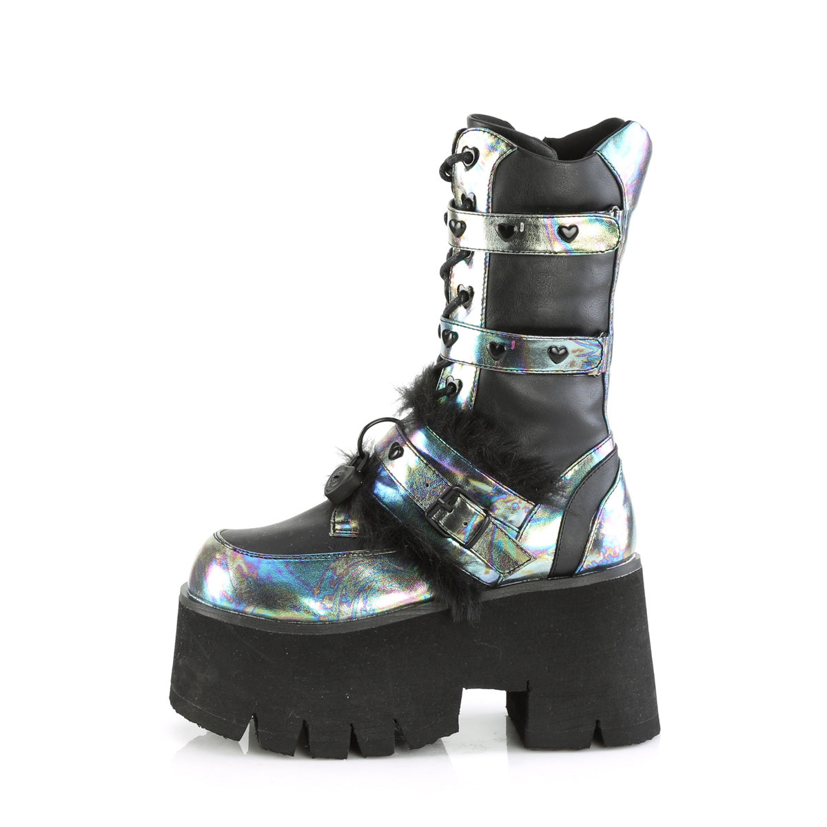 DemoniaCult Boots ASHES-120 Blk Vegan Le Green Multi Oil