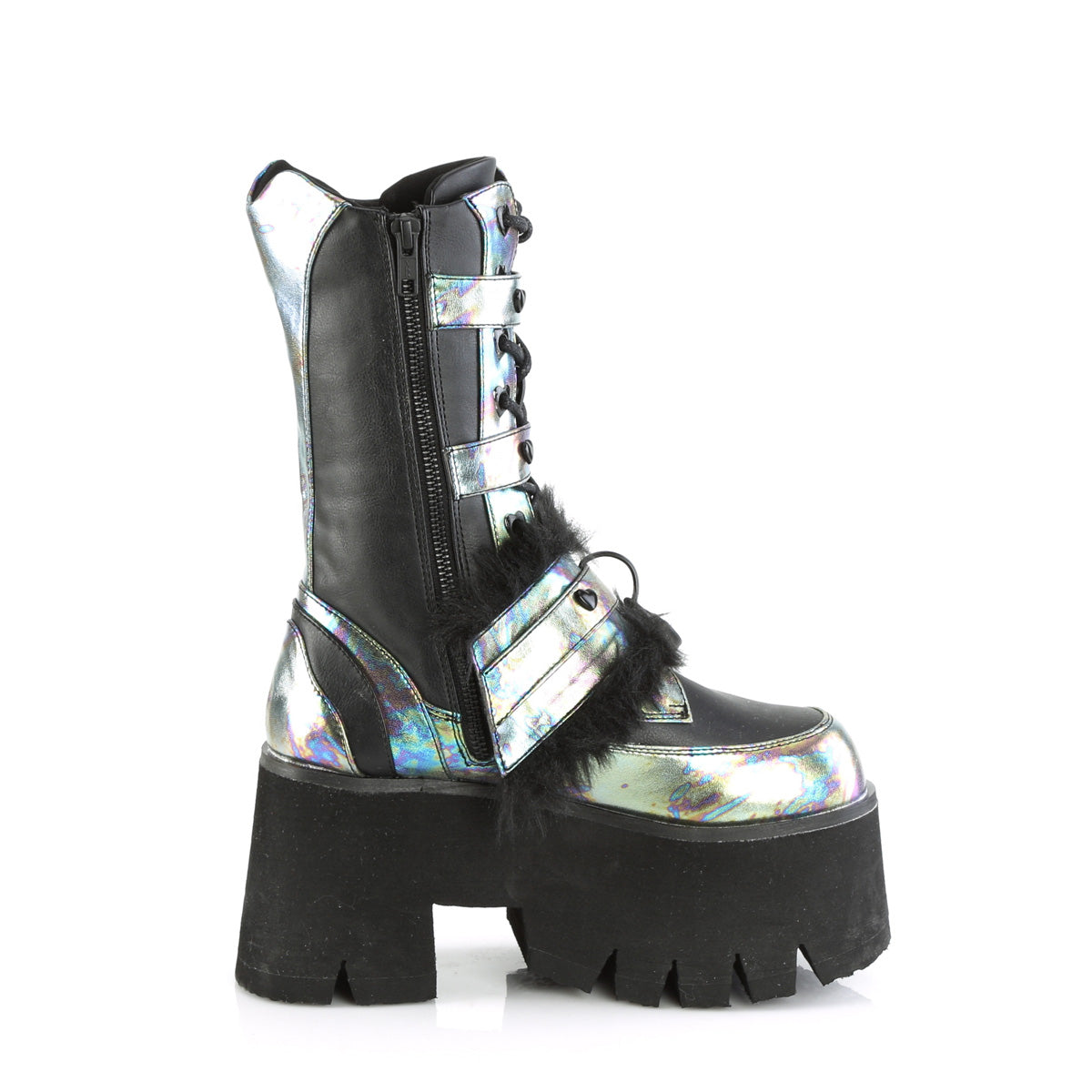 DemoniaCult Boots ASHES-120 Blk Vegan Le Green Multi Oil