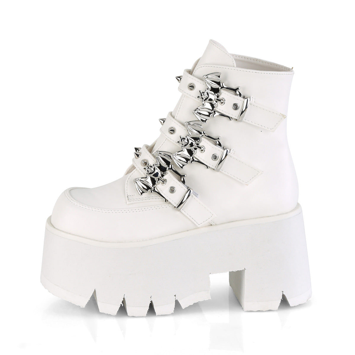 DemoniaCult Stivali alla caviglia femminile ASHES-55 pelle vegana WHT