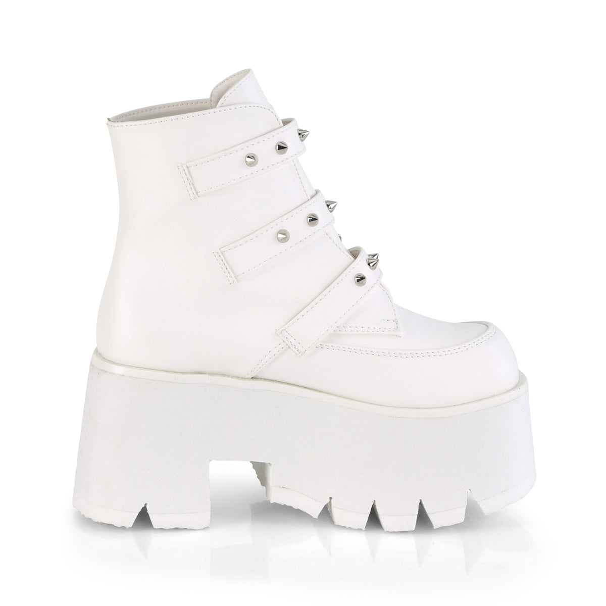 DemoniaCult Stivali alla caviglia femminile ASHES-55 pelle vegana WHT