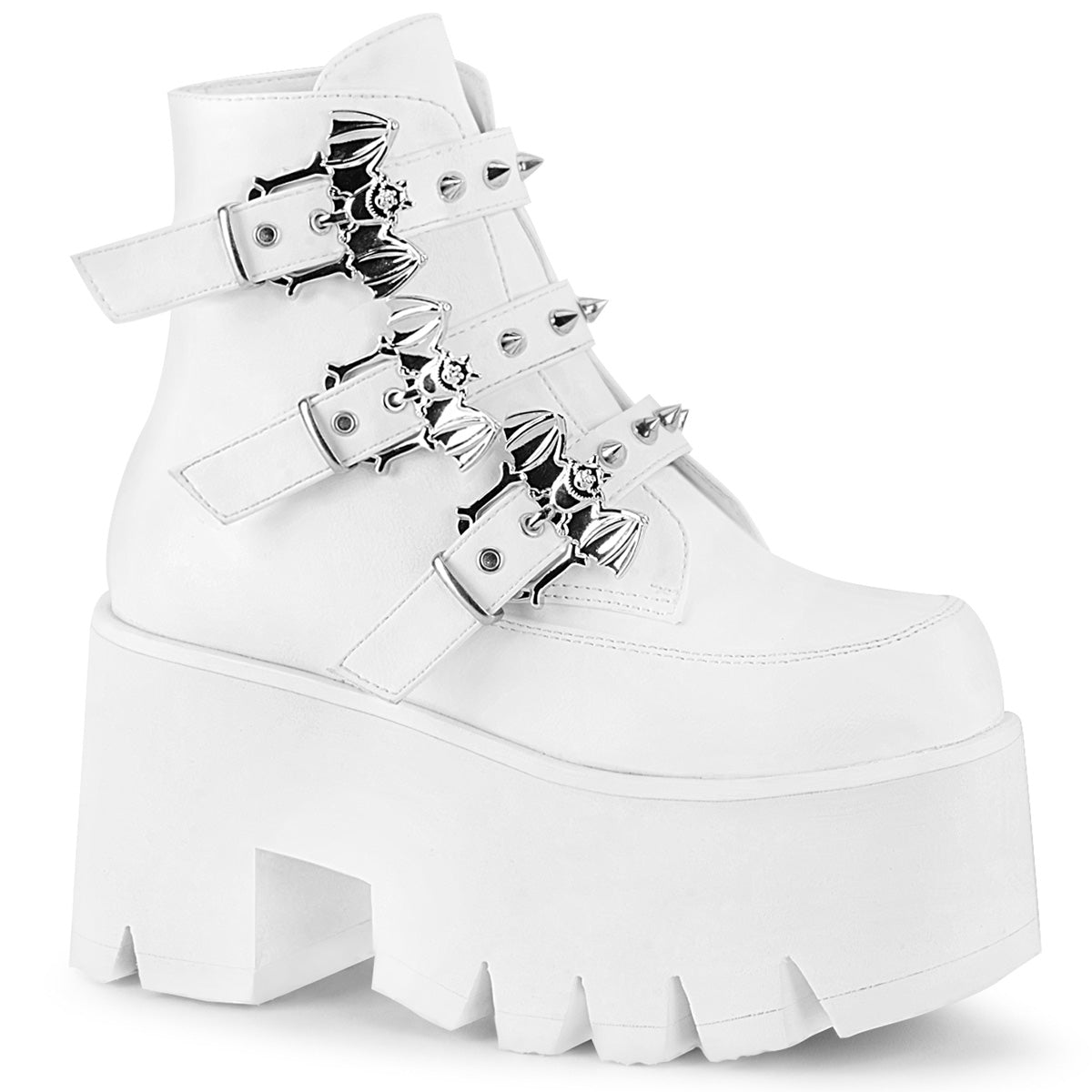 DemoniaCult Stivali alla caviglia femminile ASHES-55 pelle vegana WHT