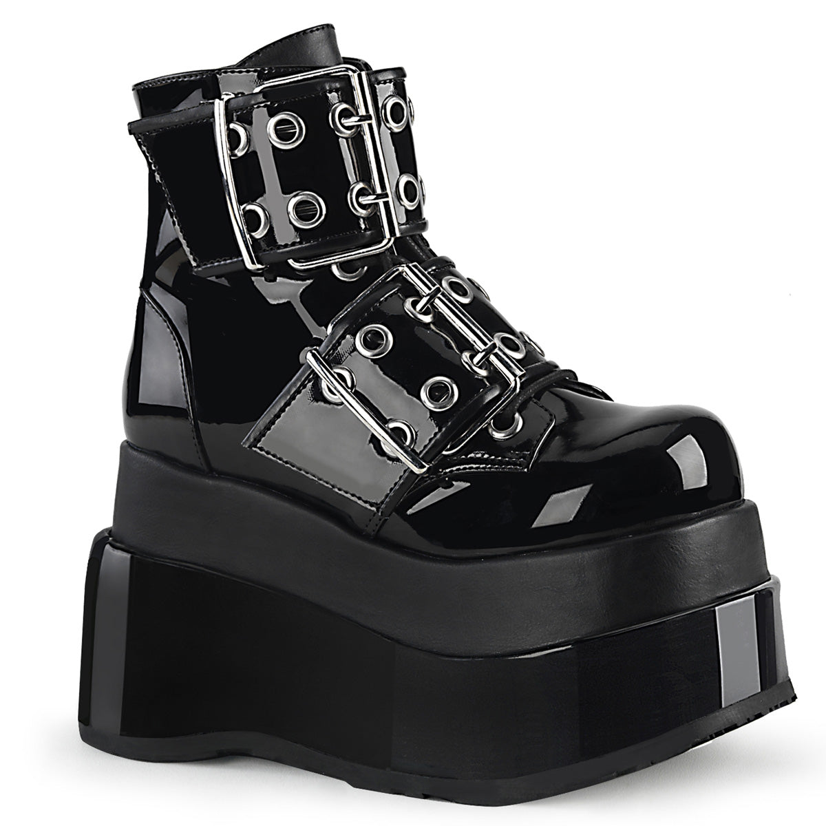 DemoniaCult Stivali alla caviglia femminile BEAR-104 pelle blk pat-vegan