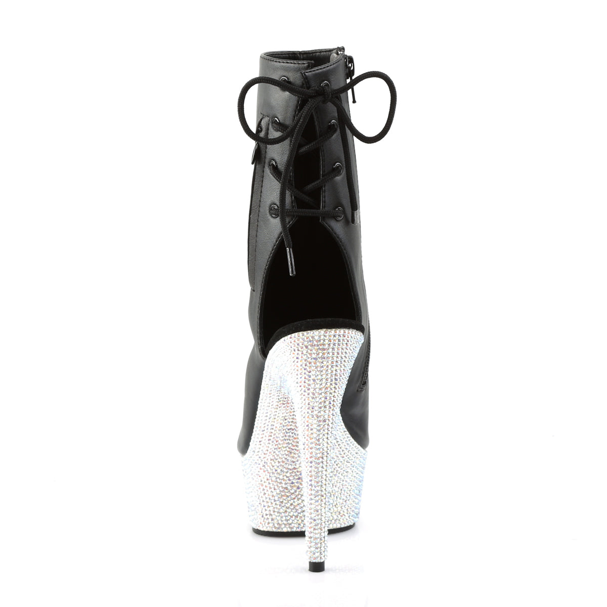 Pleaser Stivaletti da donna BEJEWELED-1018DM-6 BLK PELLE PELLE / SLV MULTI RS