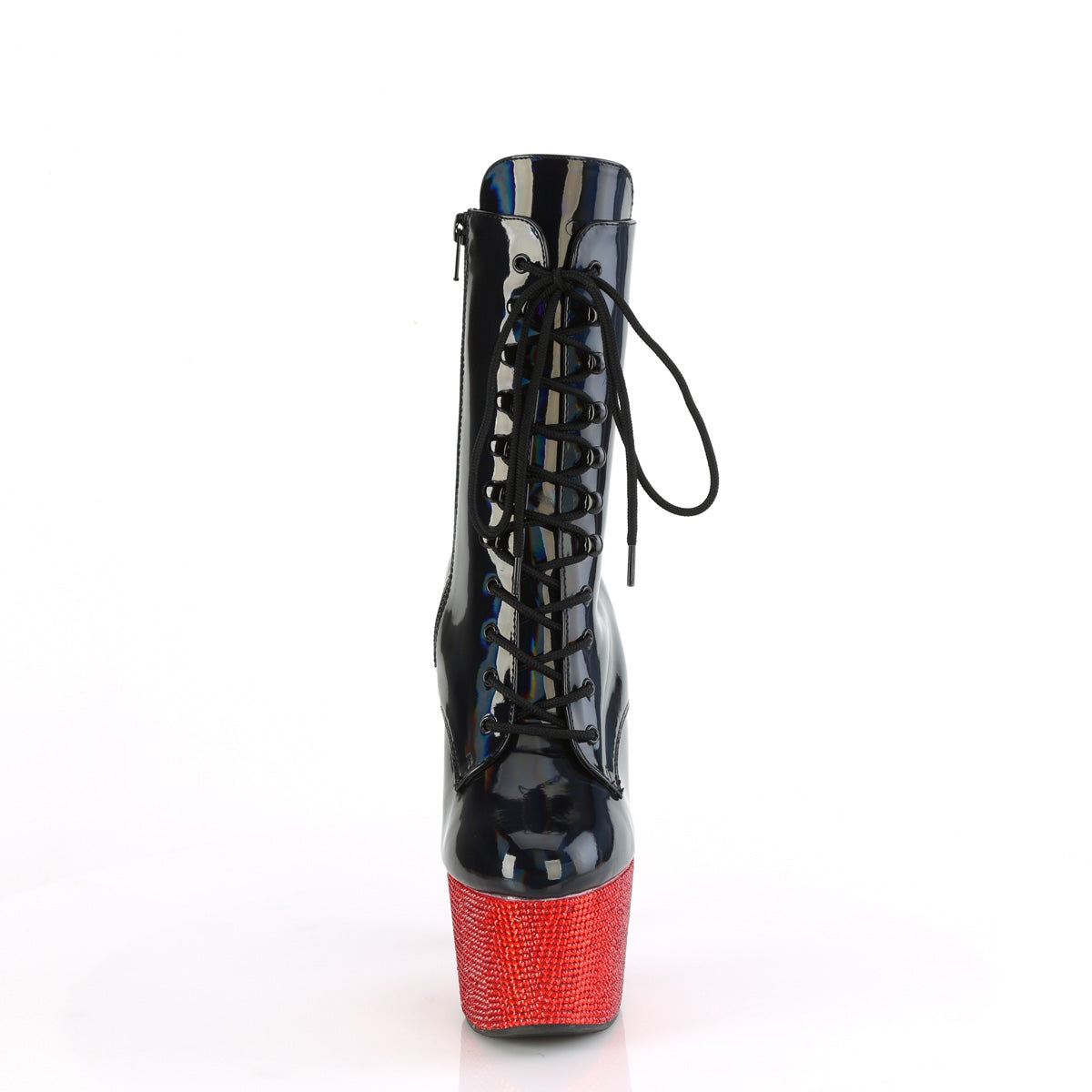 Pleaser Ankle Boots BEJEWELED-1020-7 Blk Holo Pat/Red RS