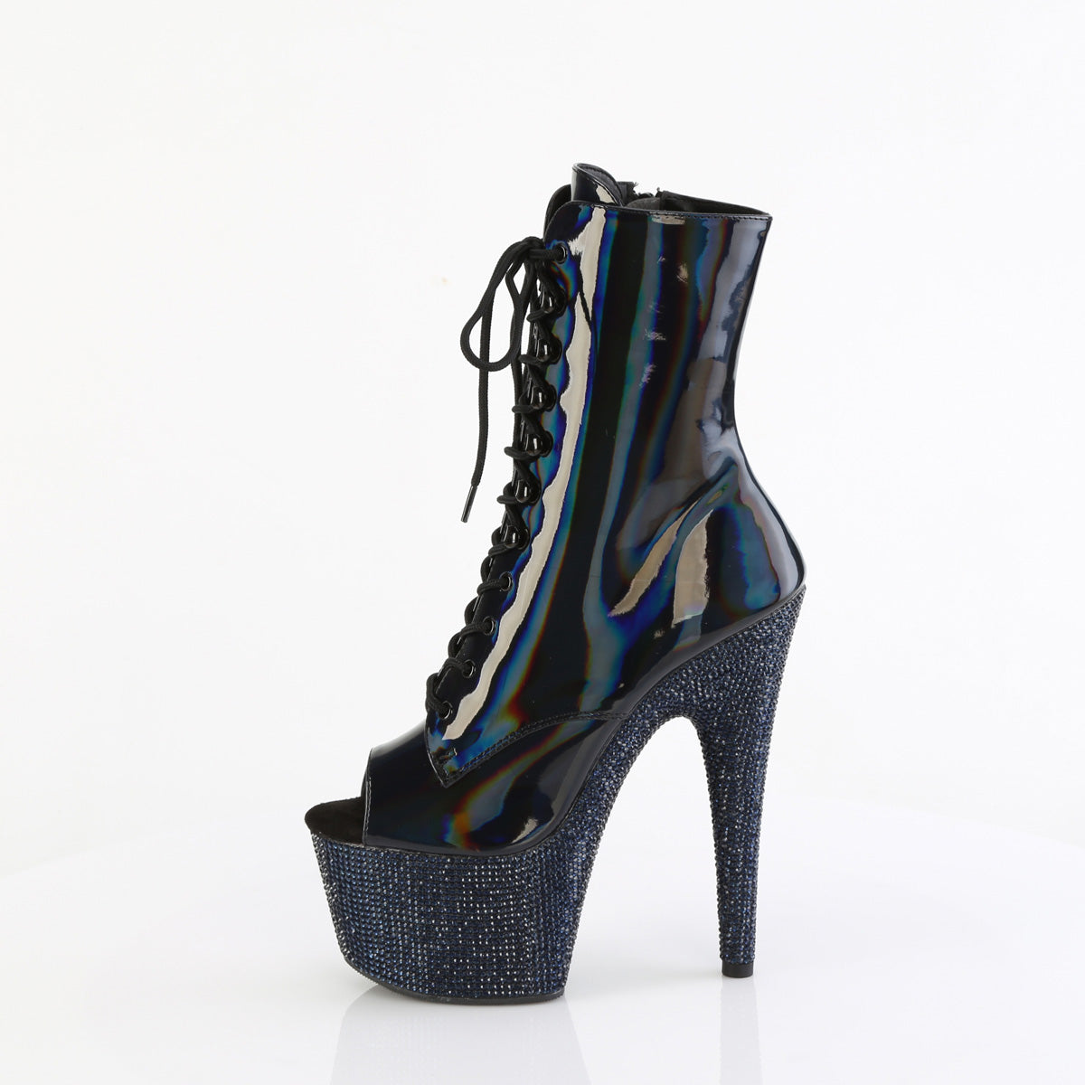 Pleaser Stivali alla caviglia BEJEWELED-1021-7 blk holo pat/mezzanotte blk rs