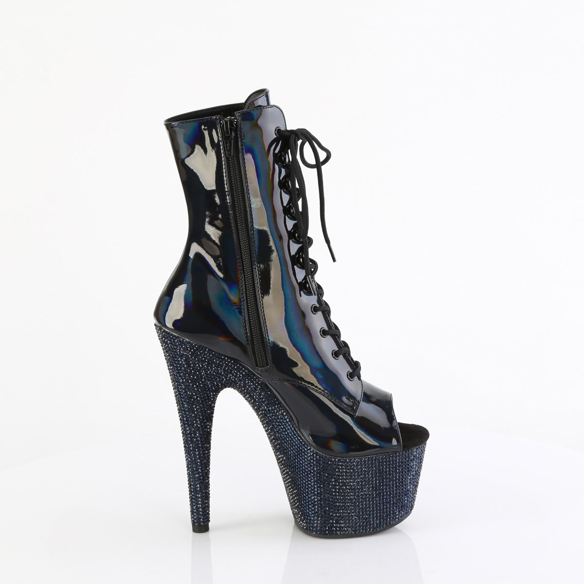 Pleaser Stivali alla caviglia BEJEWELED-1021-7 blk holo pat/mezzanotte blk rs
