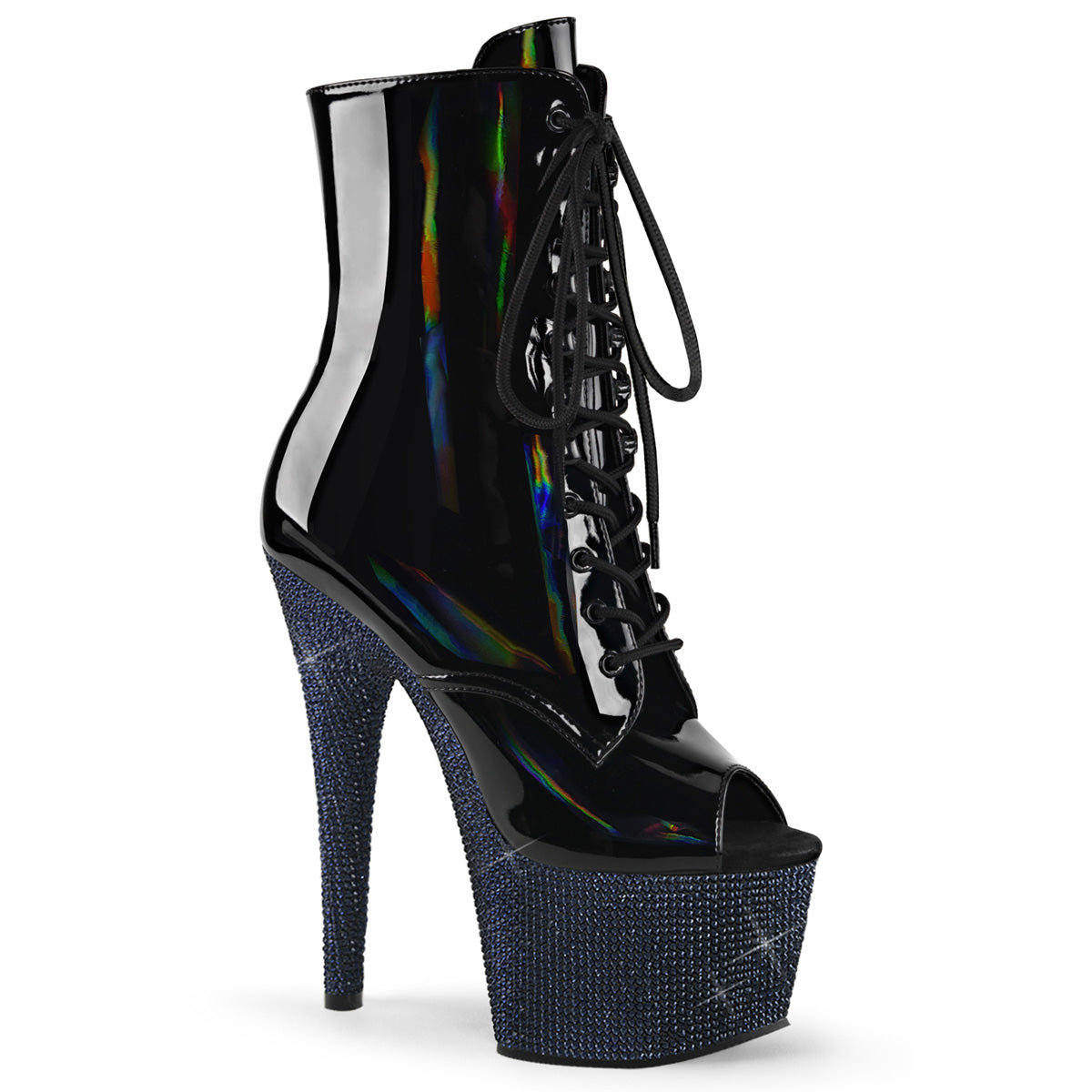 Pleaser Stivali alla caviglia BEJEWELED-1021-7 blk holo pat/mezzanotte blk rs