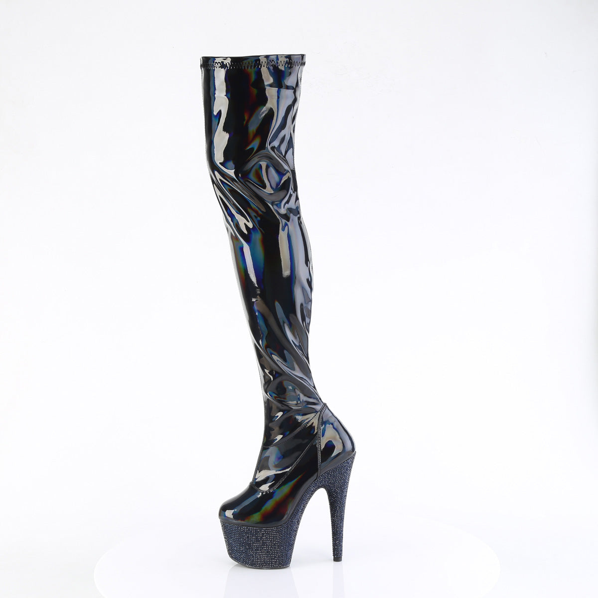 Pleaser Stivali BEJEWELED-3000-7 BLK Str Holo Pat/Midnight BLK RS