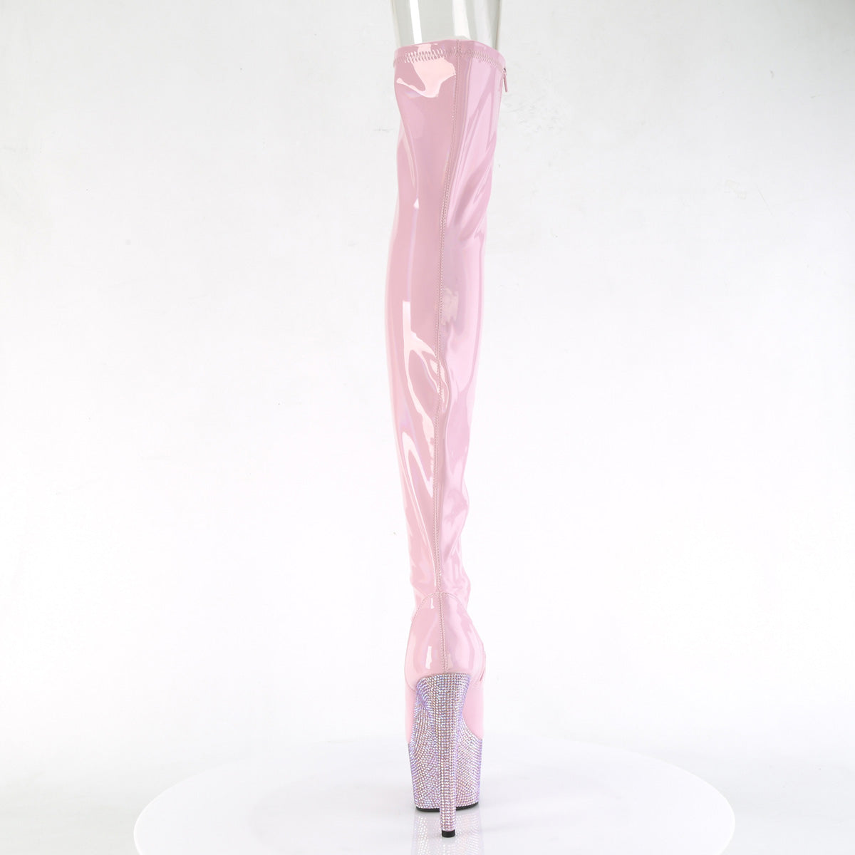 Pleaser Boots BEJEWELED-3011-7 B. Pink Str Holo Pat/B. Pink AB RS