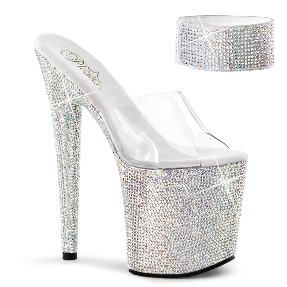 Pleaser Sandali da donna BEJEWELED-812RS CLR / SLV MULTI RS