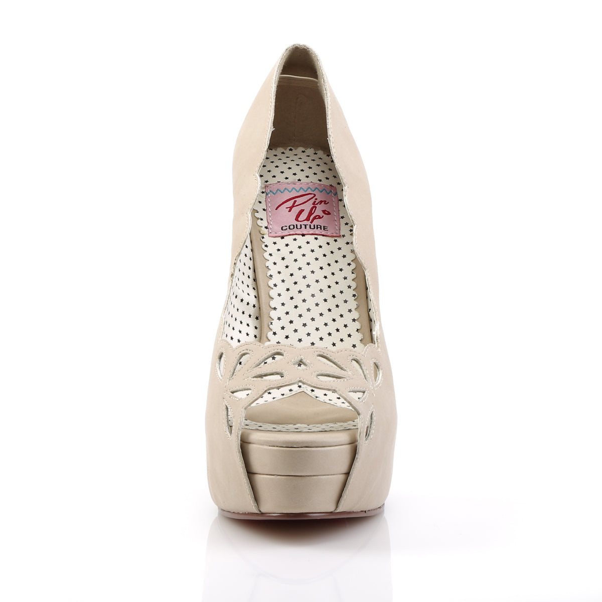 Pin Up Couture Womens Pumps BELLA-30 Tan Faux Leather