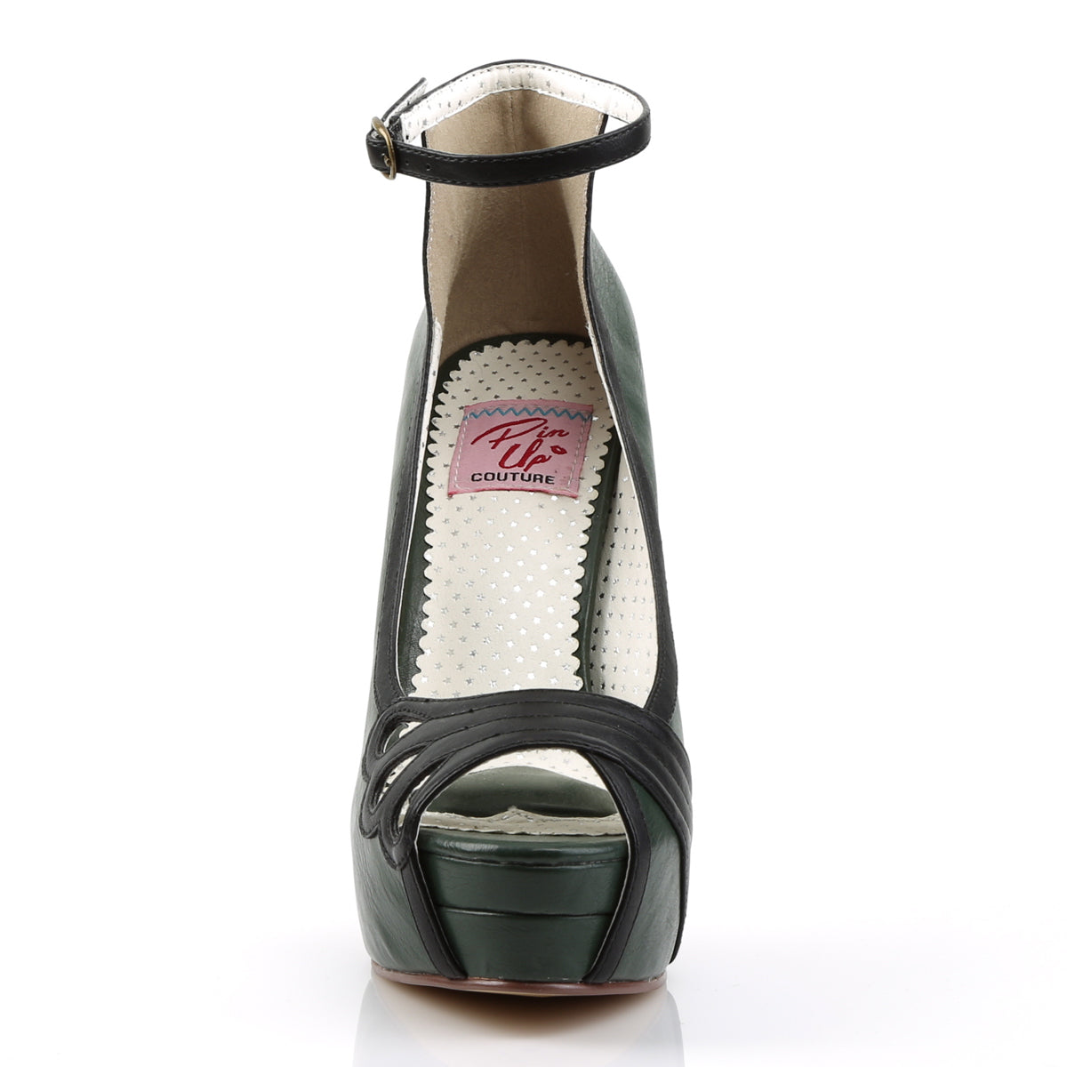 Pin Up Couture Womens Pumps BELLA-31 D. Green-Blk Faux Leather