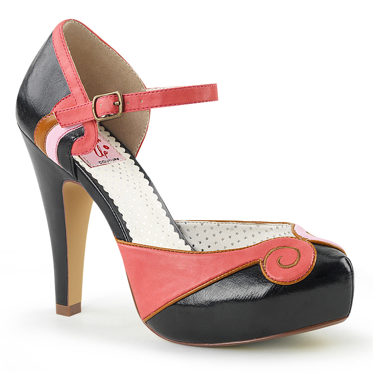 Pin Up Couture Pompe da donna BETTIE-17 cuoio ecopelle corallo-Blk