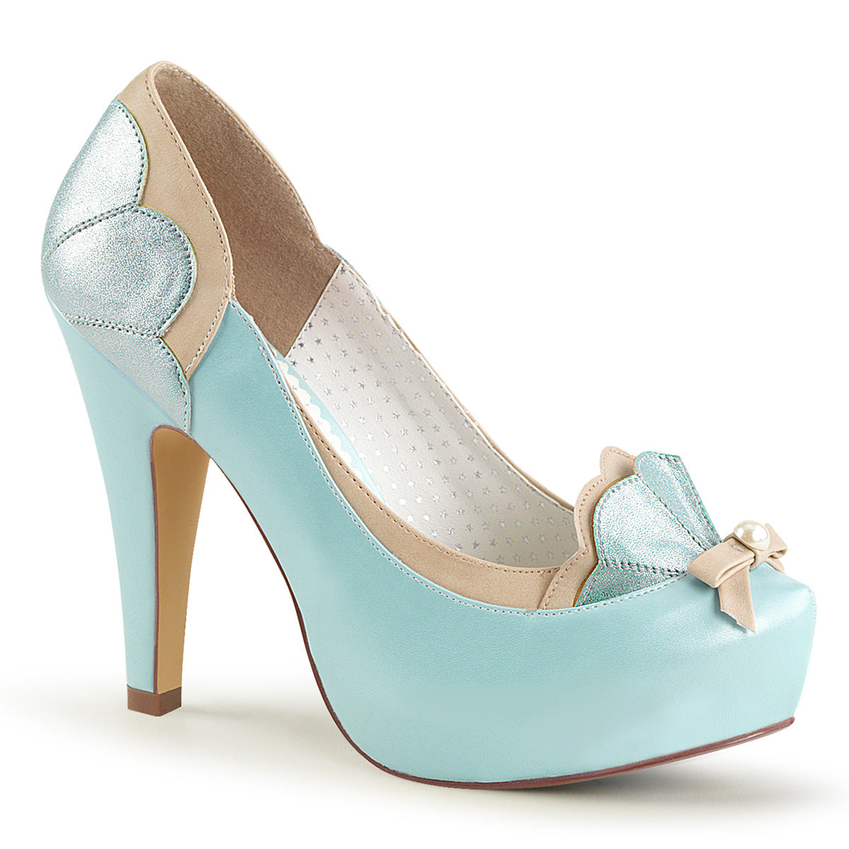 Pin Up Couture Pompe da donna BETTIE-20 B. Pelle ecopelle Blue-Tan
