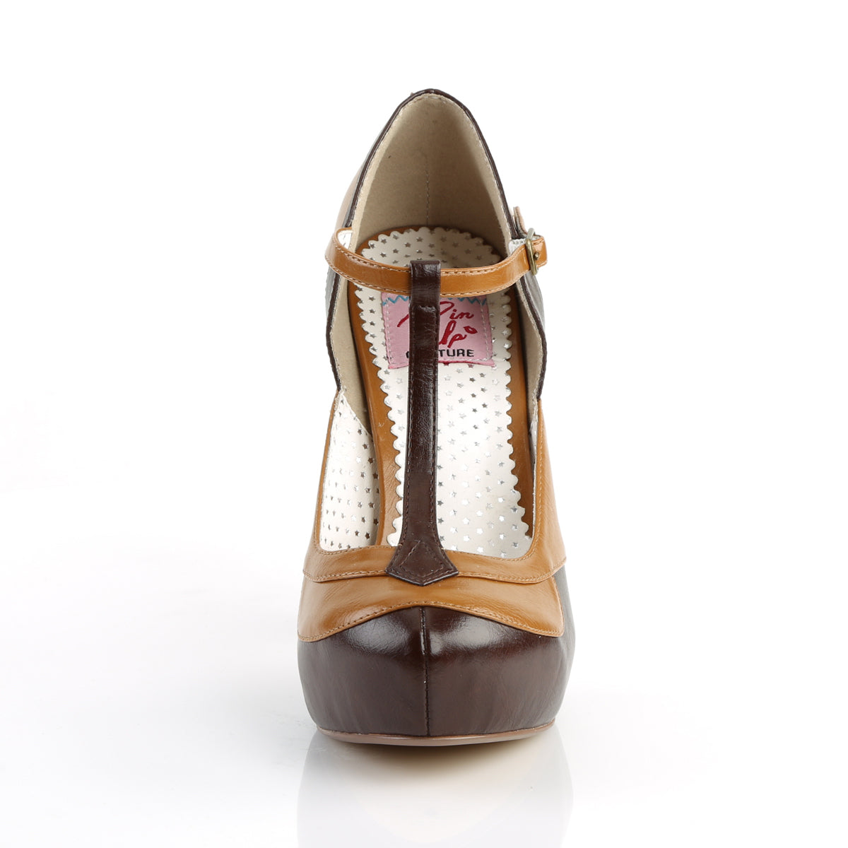 Pin Up Couture Womens Pumps BETTIE-29 Dark Brown-Maple Faux Leather
