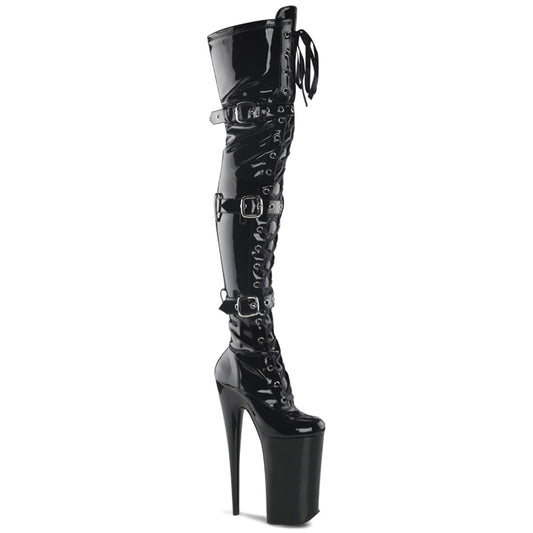Pleaser Stivali da donna BEYOND-3028 Blk Str Pat / Blk