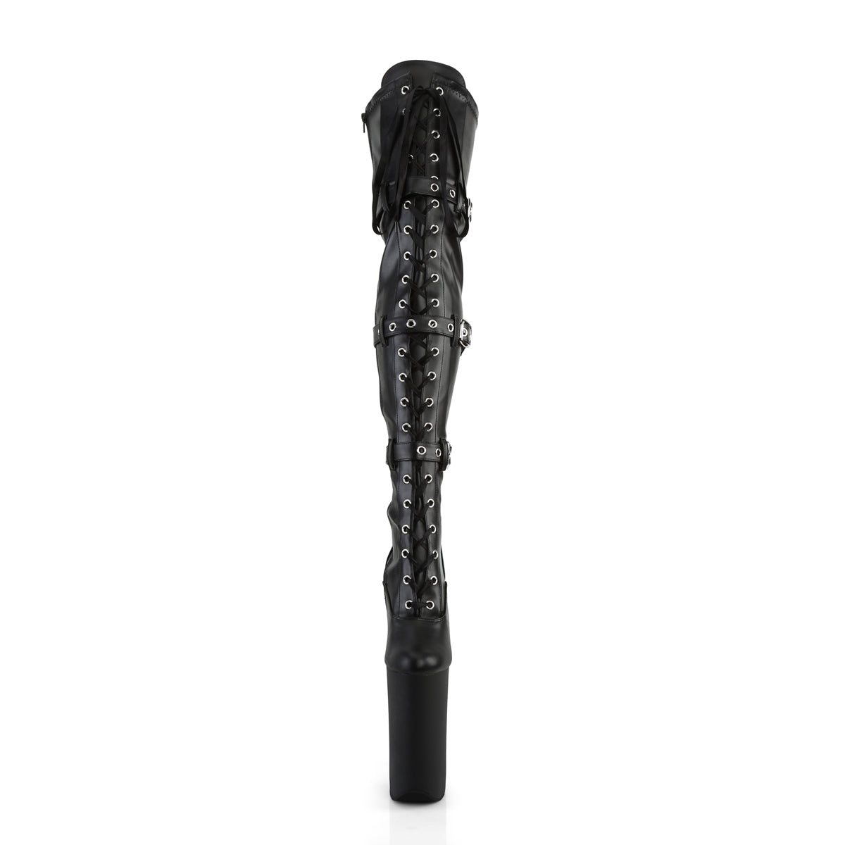 Pleaser Stivali da donna BEYOND-3028 BLK STR FAUX PELLE / BLK MATTE