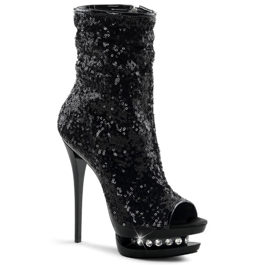 Pleaser Stivaletti da donna BLONDIE-R-1008 BLK Paillettes / BLK