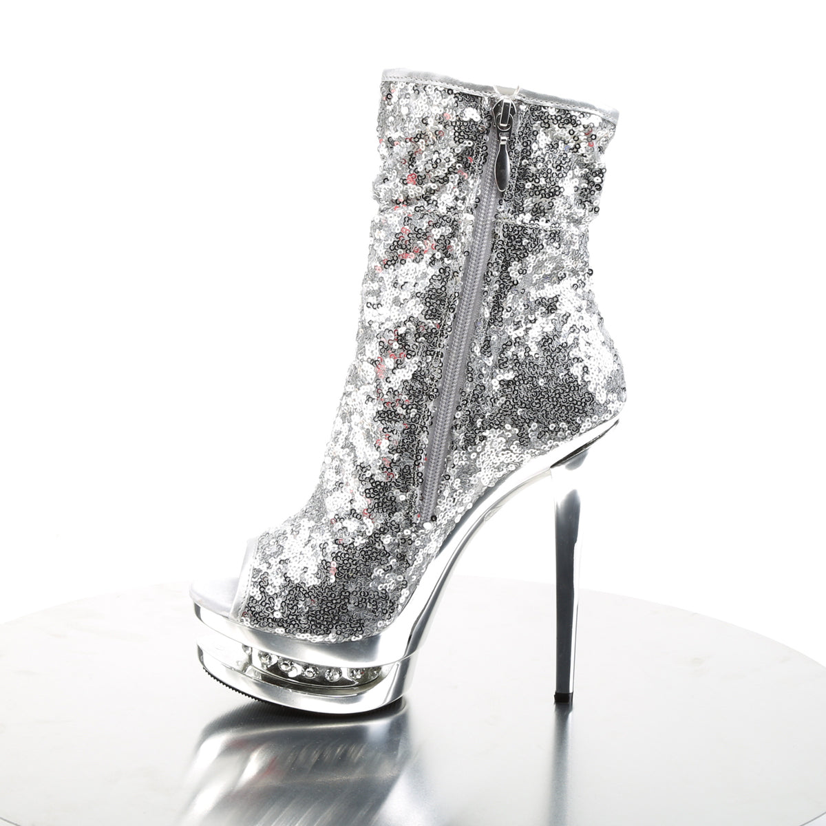 Pleaser Stivaletti da donna BLONDIE-R-1008 Paillettes SLV / SLV Chrome