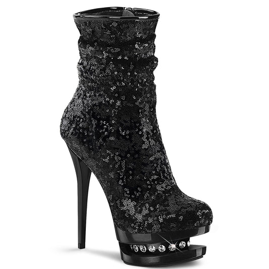 Pleaser Stivaletti da donna BLONDIE-R-1009 BLK Paillettes / BLK