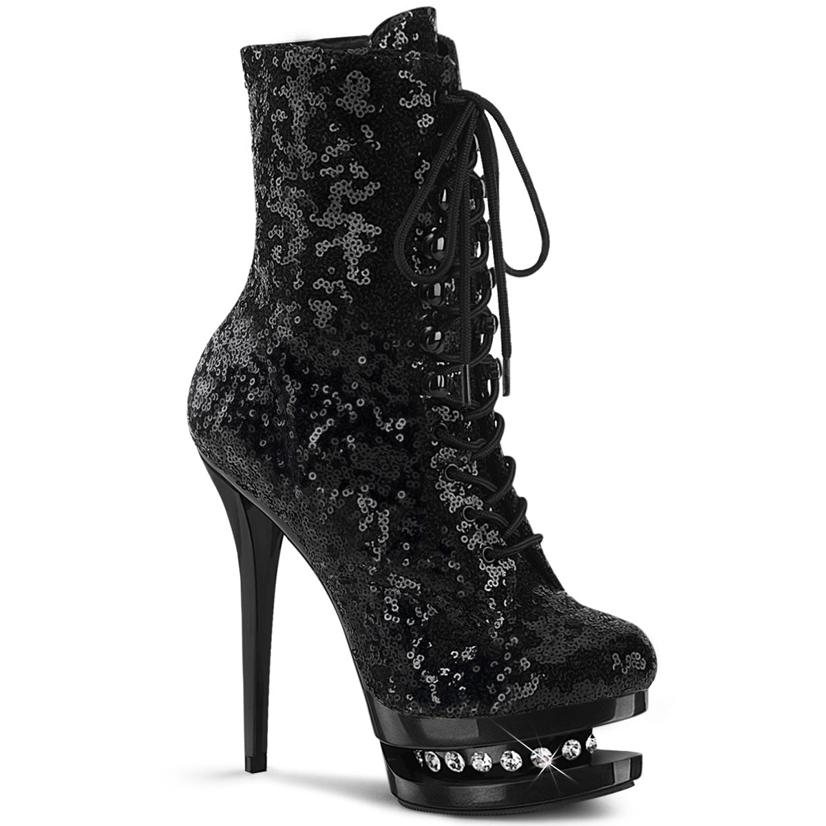 Pleaser Stivaletti da donna BLONDIE-R-1020 BLK Paillettes / BLK