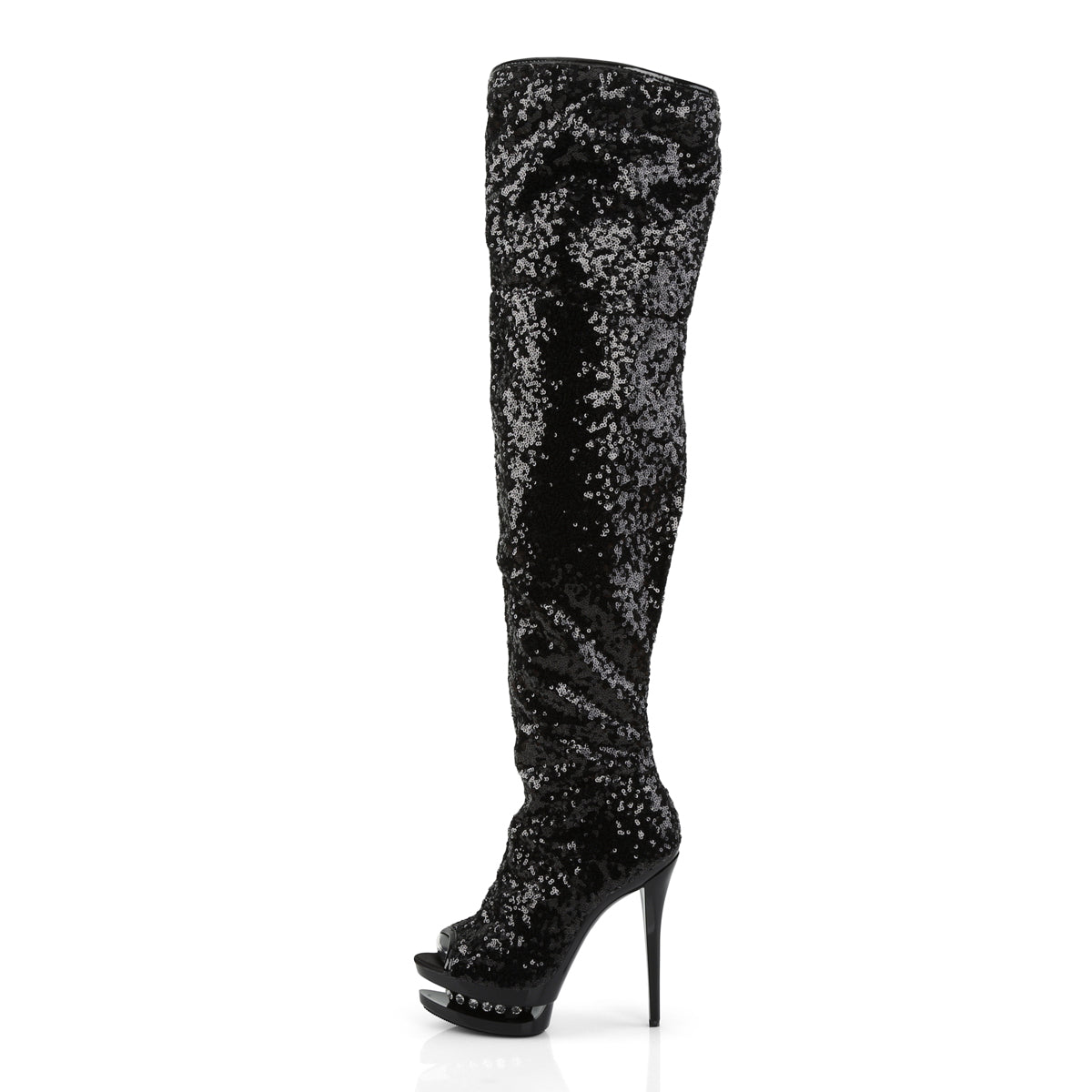 Pleaser Stivali da donna BLONDIE-R-3011 BLK Paillettes / BLK