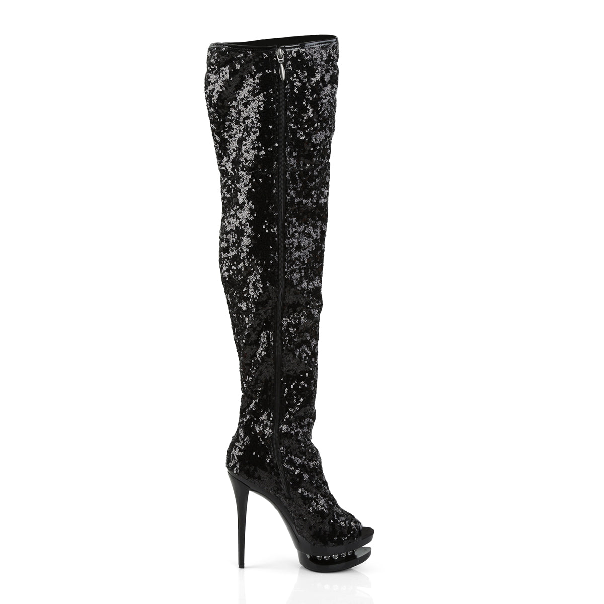 Pleaser Stivali da donna BLONDIE-R-3011 BLK Paillettes / BLK