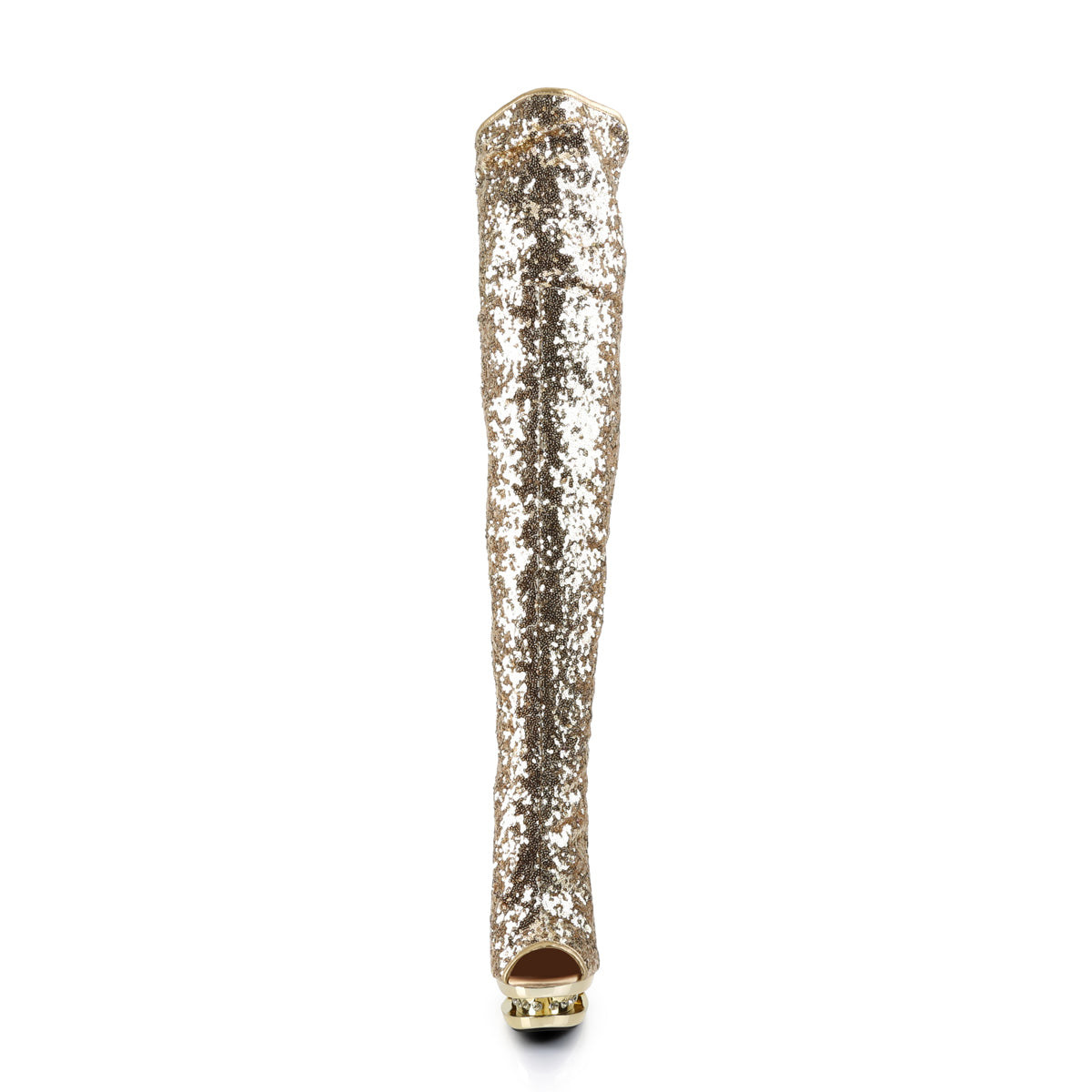 Pleaser Stivali da donna BLONDIE-R-3011 paillettes oro / oro cromato