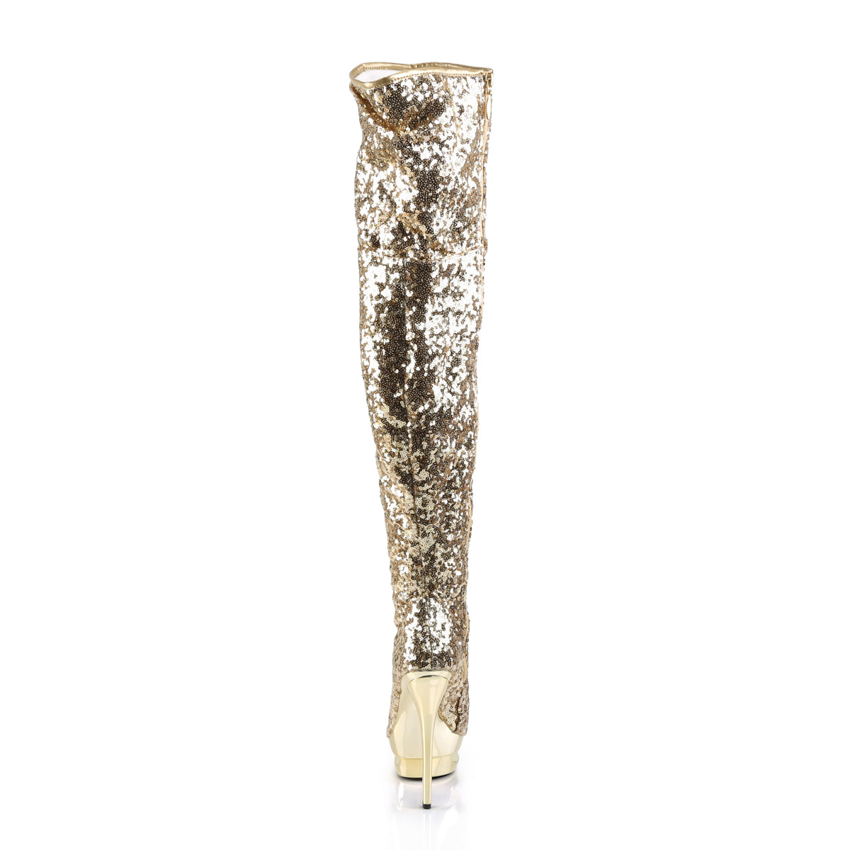 Pleaser Stivali da donna BLONDIE-R-3011 paillettes oro / oro cromato