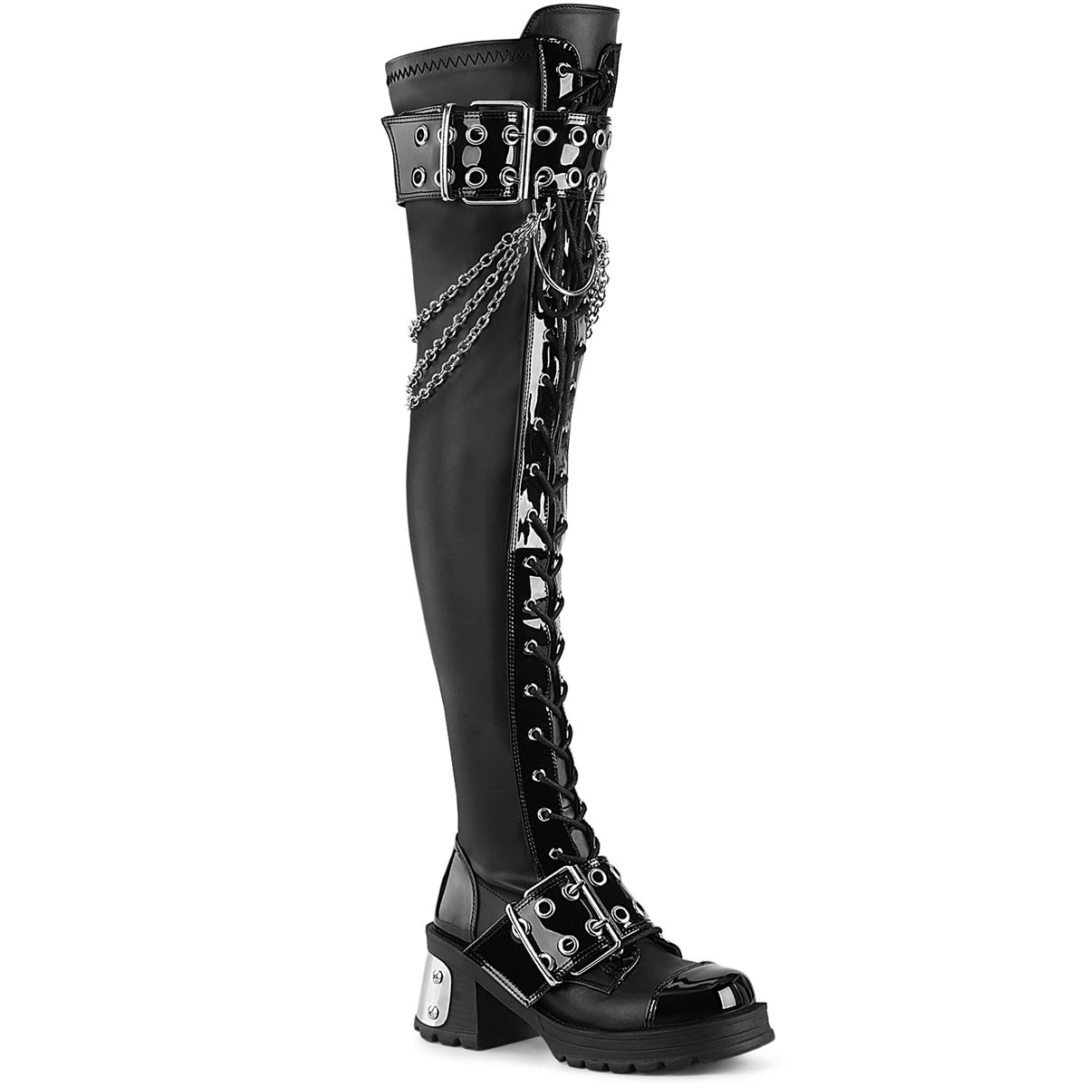DemoniaCult Boots BRATTY-304 Blk Stretch Vegan Leather