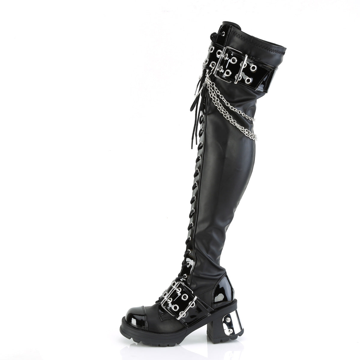 DemoniaCult Boots BRATTY-304 Blk Stretch Vegan Leather