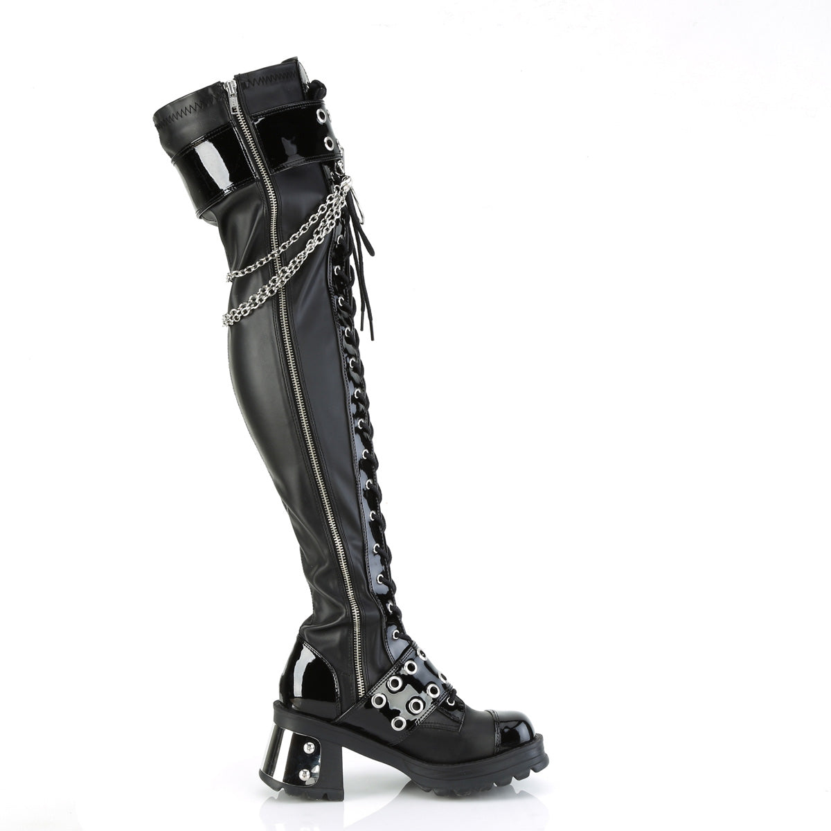 DemoniaCult Boots BRATTY-304 Blk Stretch Vegan Leather