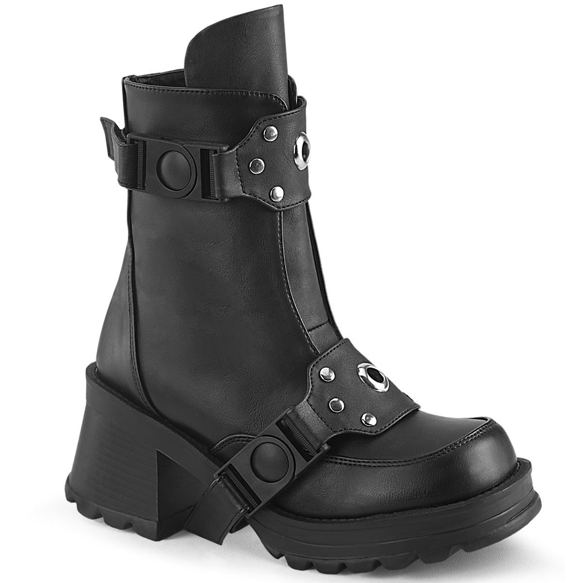 DemoniaCult Ankle Boots BRATTY-56 Blk Vegan Leather