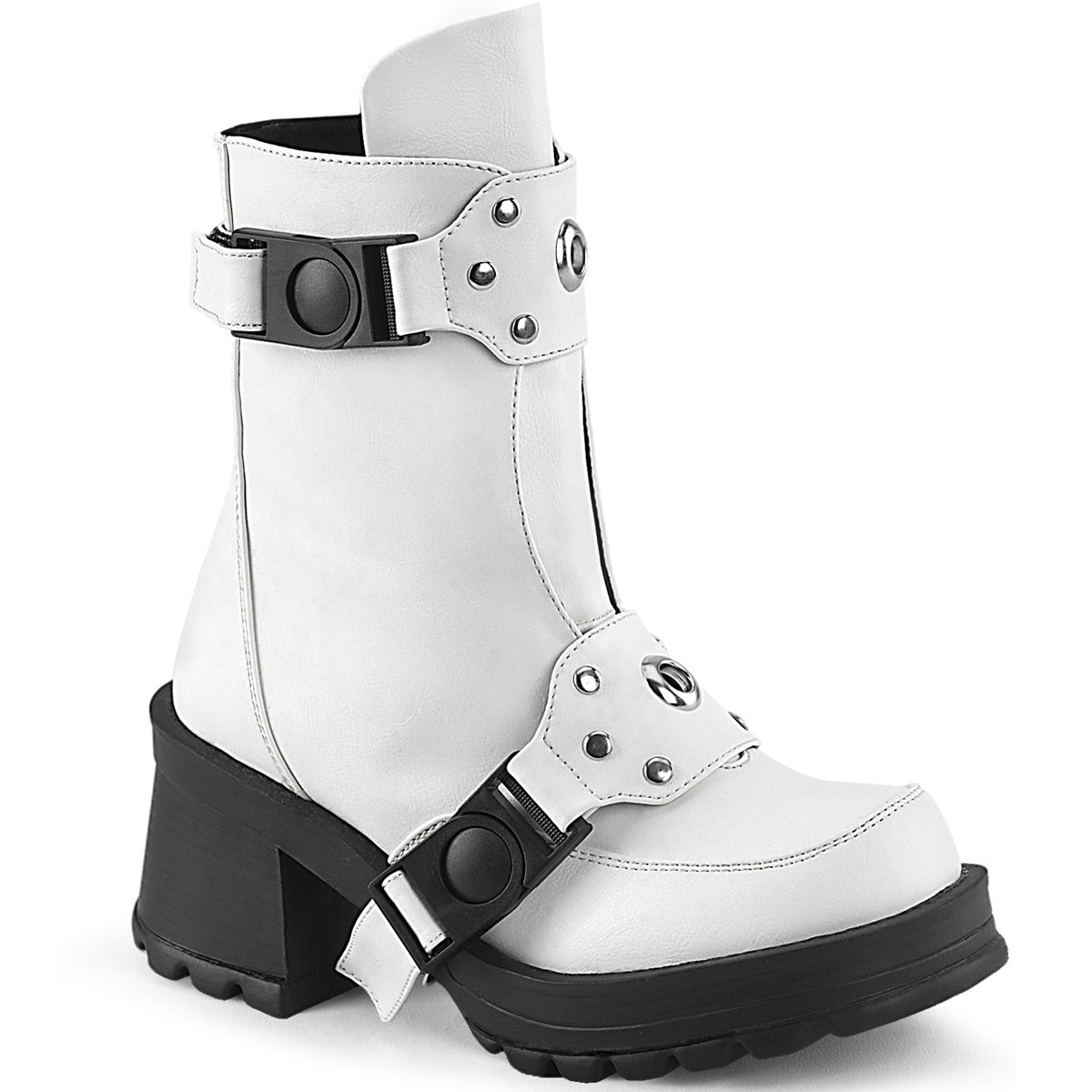 DemoniaCult Ankle Boots BRATTY-56 Wht Vegan Leather