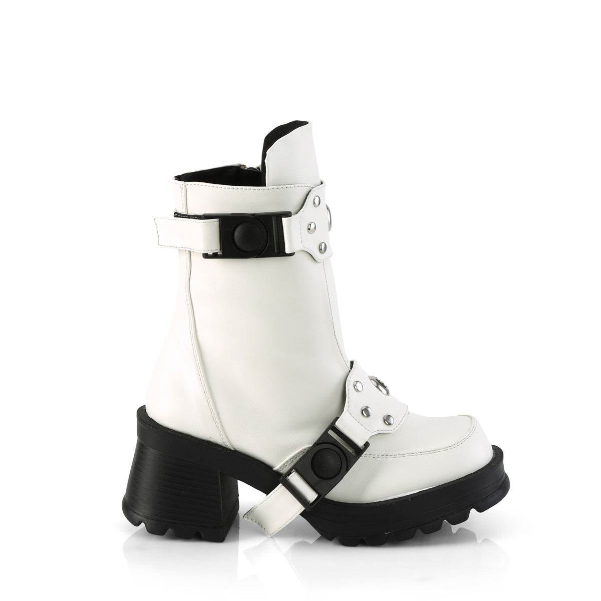 DemoniaCult Ankle Boots BRATTY-56 Wht Vegan Leather