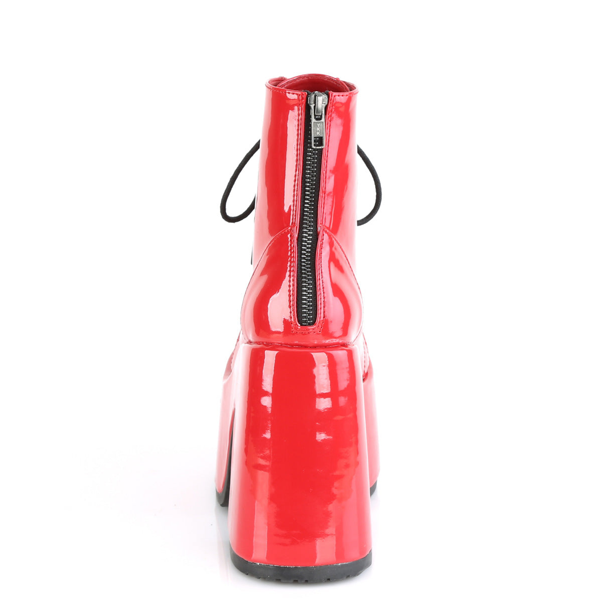 DemoniaCult Stivali alla caviglia femminile CAMEL-203 brevetto rosso