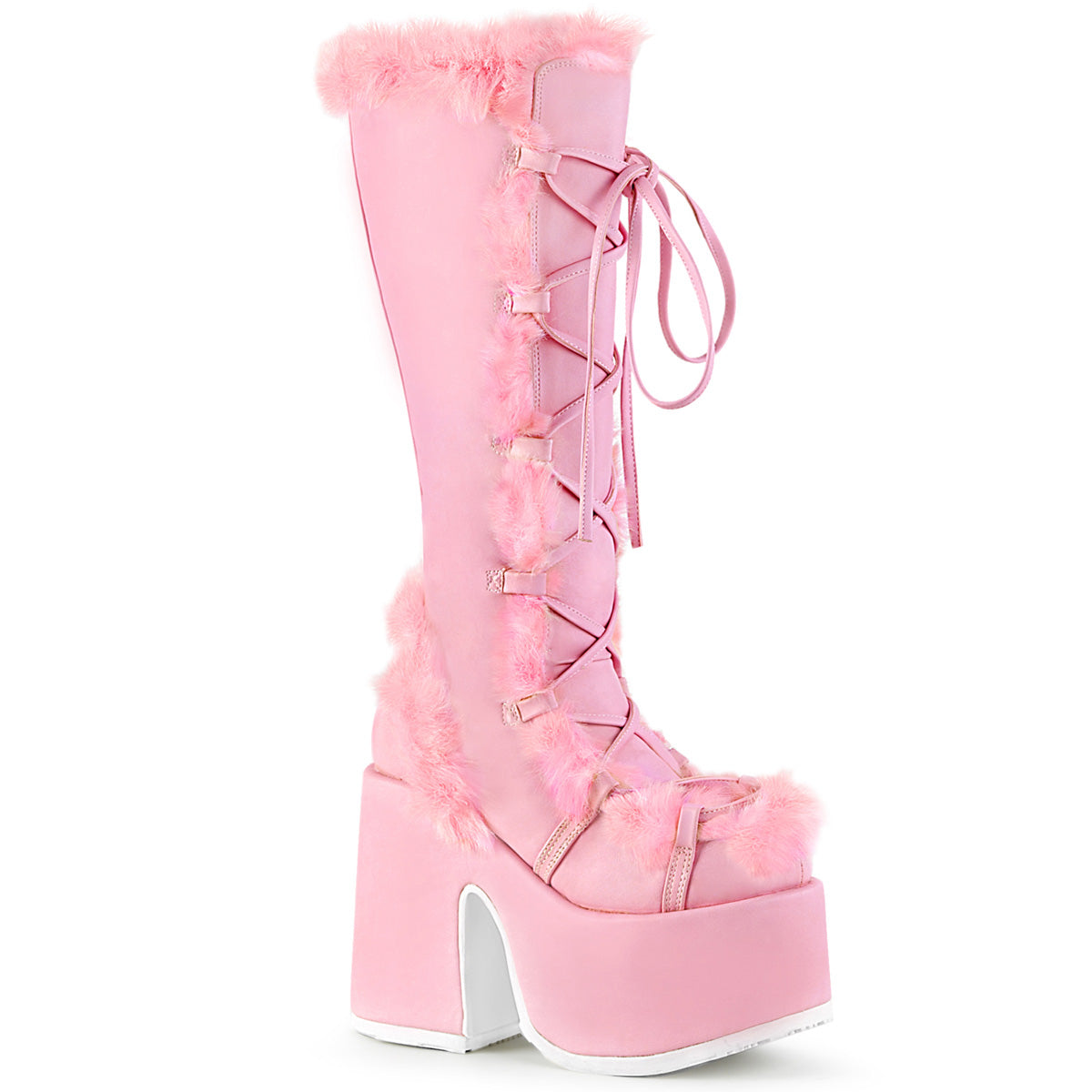 DemoniaCult Stivali CAMEL-311 pelle vegana rosa pastello