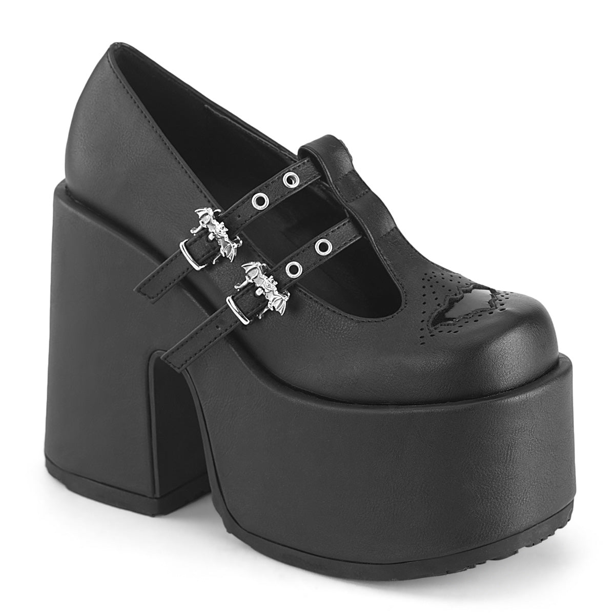 DemoniaCult Pumps CAMEL-55 Blk Vegan Leather
