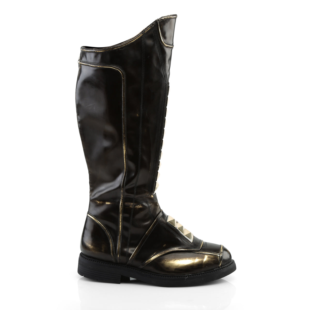 Funtasma Stivali da uomo CAPTAIN-115 BLK RUB-OFF PU w / tono d'oro