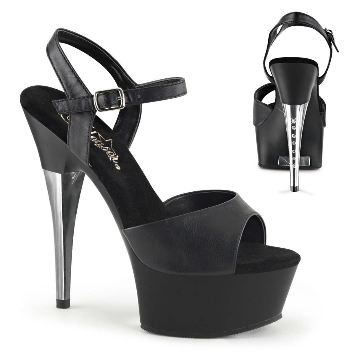 Pleaser Sandali da donna CAPTIVA-609 Blk in ecopelle / Blk Matte