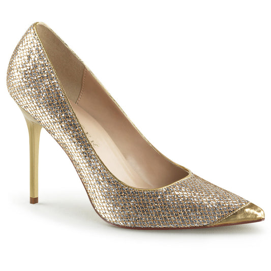 Pleaser Pompe da donna CLASSIQUE-20 Gold glittery Lame PU