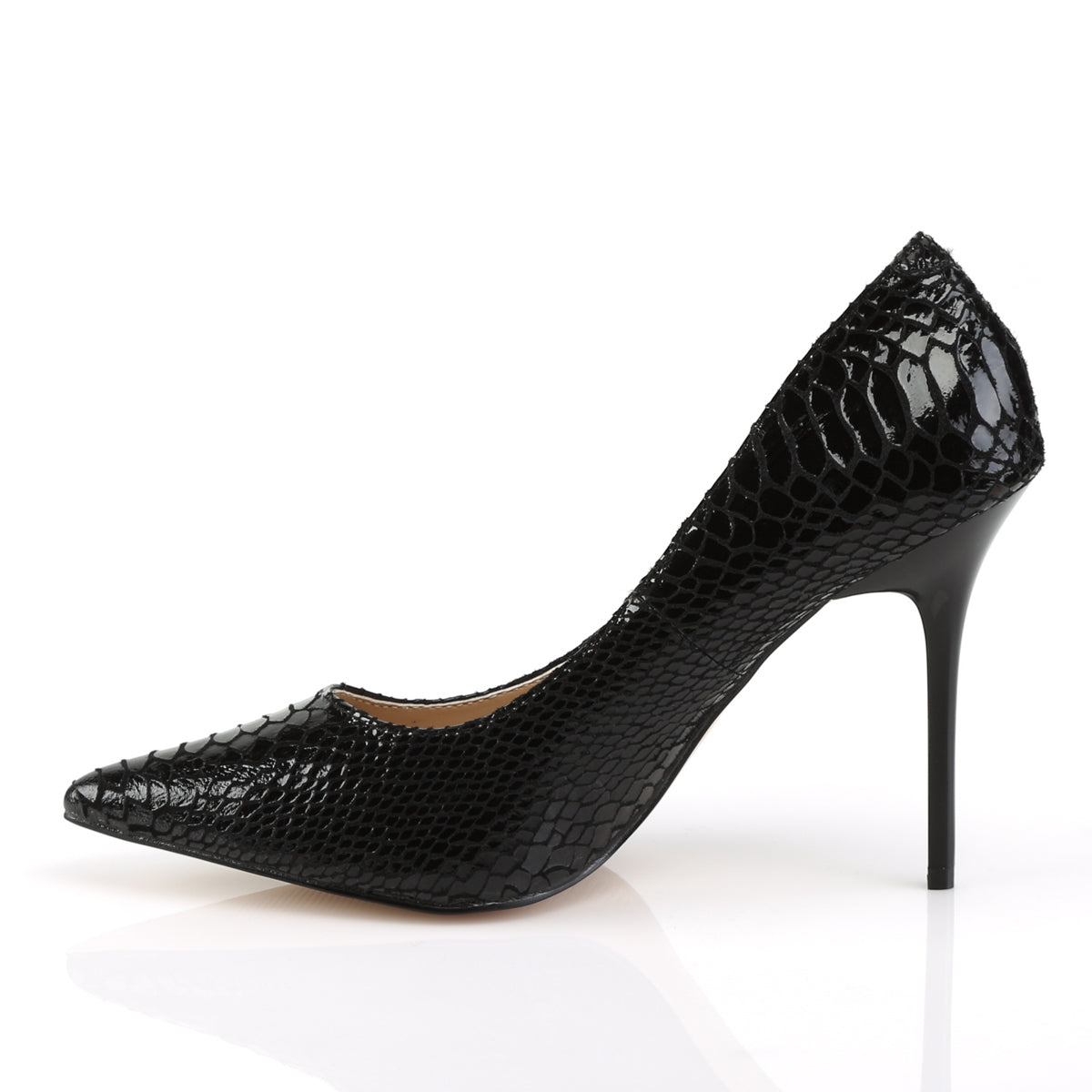 Pleaser Pompe da donna CLASSIQUE-20SP BLK Snake-Stampa in pelle