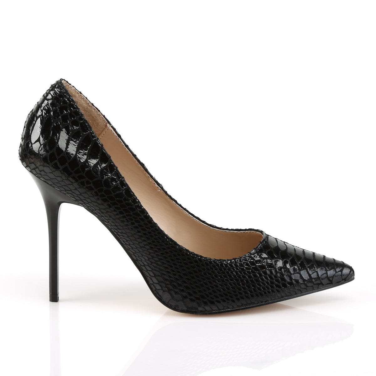 Pleaser Pompe da donna CLASSIQUE-20SP BLK Snake-Stampa in pelle